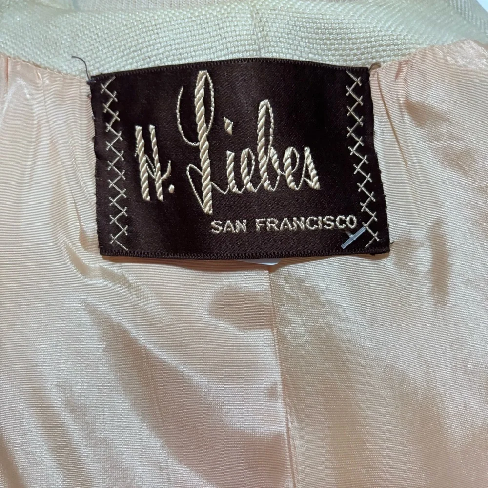 Vintage H Liebes of San Francisco Cream Button-Up Coat-Cotton & Silk Size 12 - Picture 8 of 11
